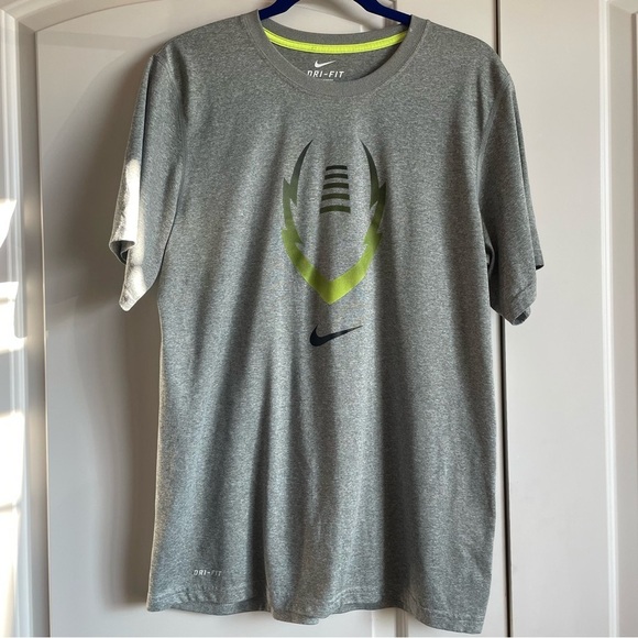 Nike Other - Nike Gray and Green Dri-FIT Tee With Football Graphic